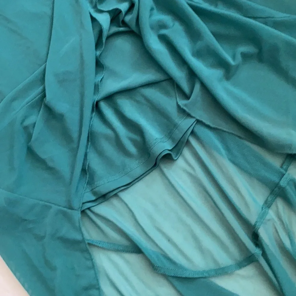 {NWT} Urban Outfitters | Glamour Girl Mesh Overlay Midi Dress Teal Green/Blue S - Picture 10 of 16